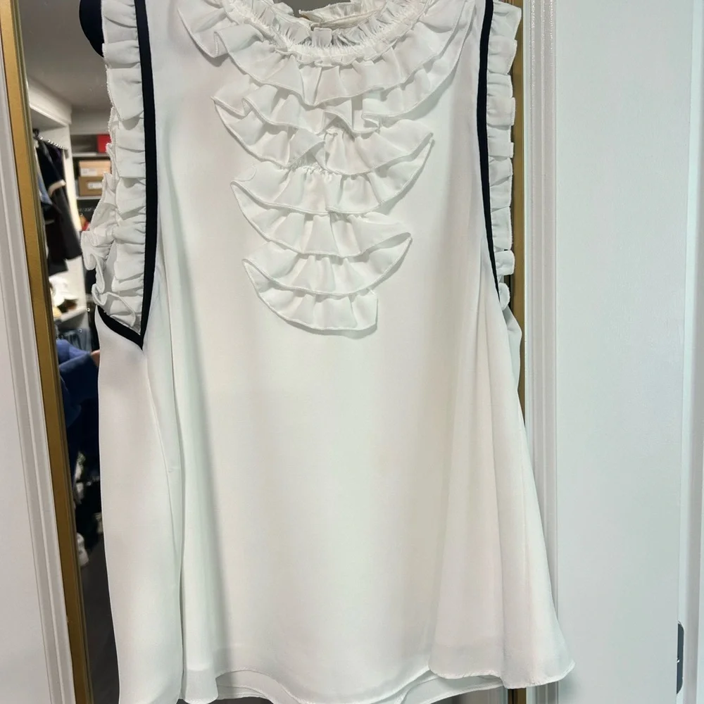 Zara White Ruffled Blouse - Picture 1 of 3